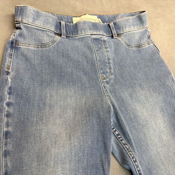 Soft Surroundings Size Medium Pull On Bootcut Jeans Medium Wash Denim Stretch - Picture 3 of 9
